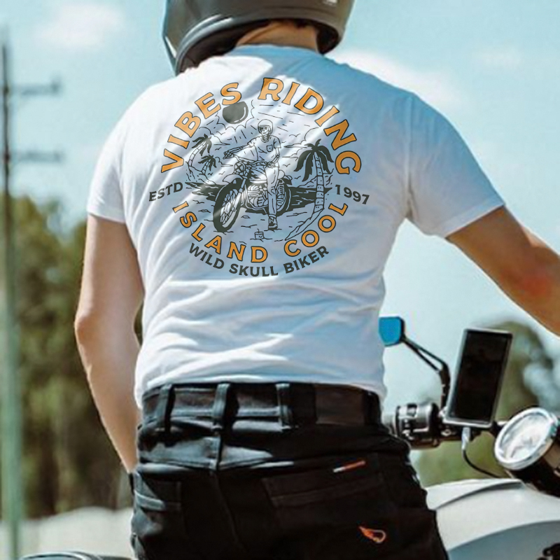  Vibes Riding motorcycle design men's fashion short sleeve t-shirt-Ranbybox