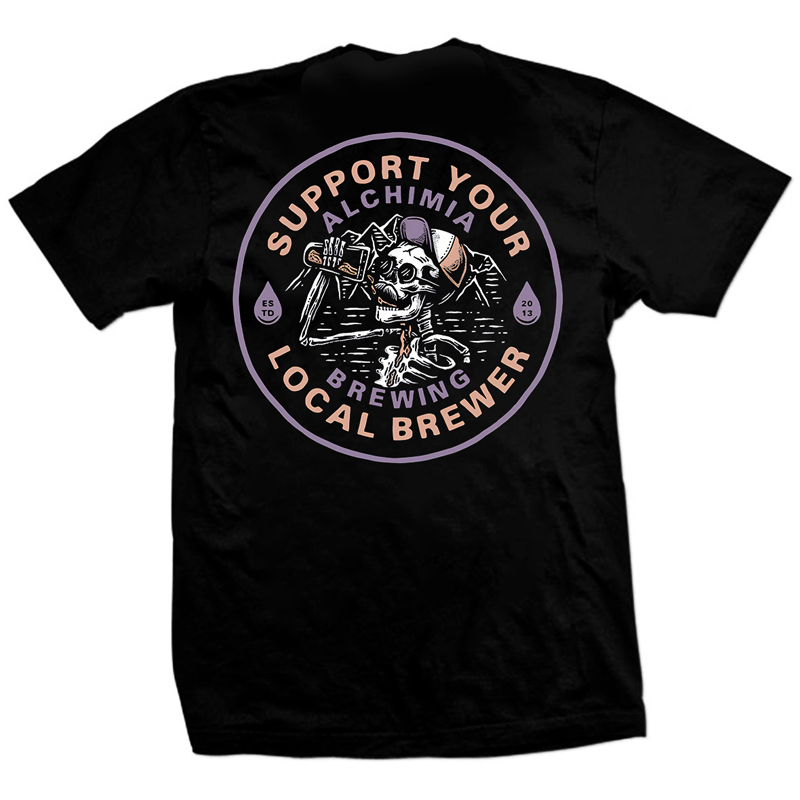  Support Your Local Brewer Skull Printed Men's T-shirt-Ranbybox