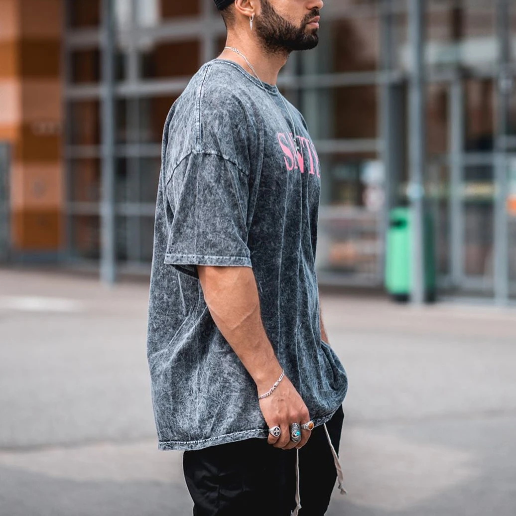 Simple letter printing casual t-shirt-Ranbybox