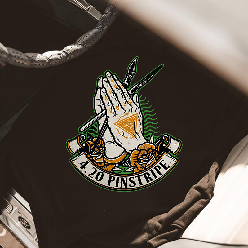  4.20 Pinstripe Printed Men's Casual Hoodie-Ranbybox