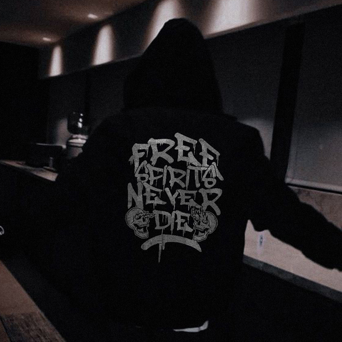  Skull Free Spirits Never Die Men's Hoodie-Ranbybox