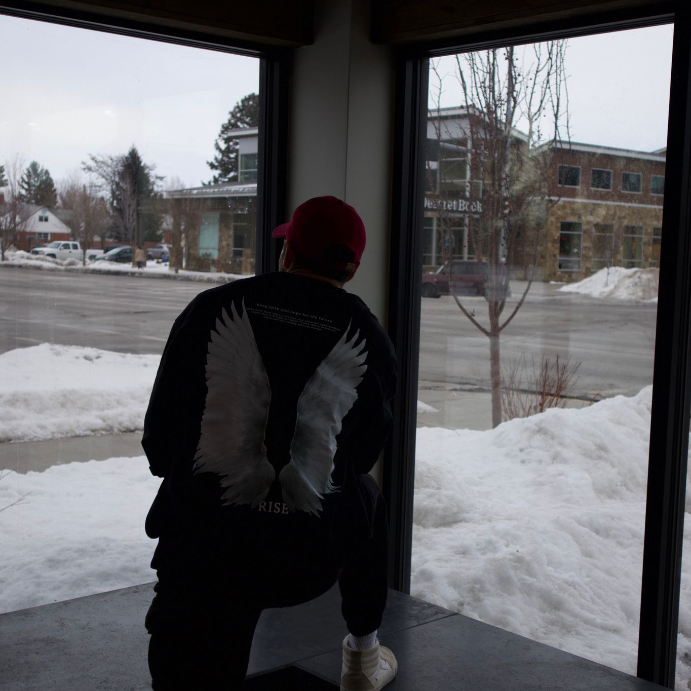  Cool Wings Print Crewneck Sweatshirt-Ranbybox