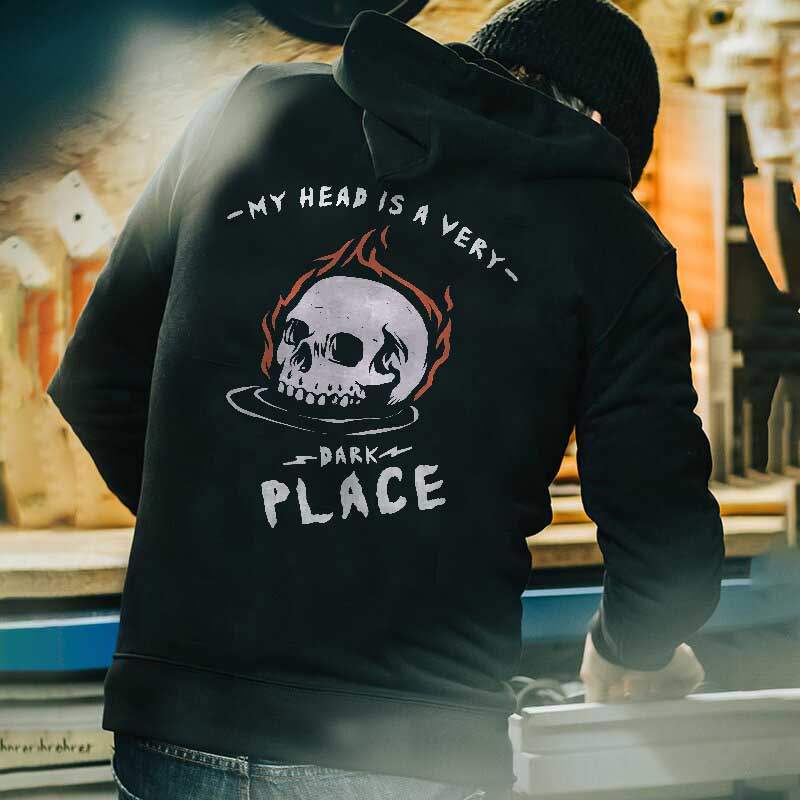  My Head Is A Very Dark Place Skull Men's Hoodie-Ranbybox