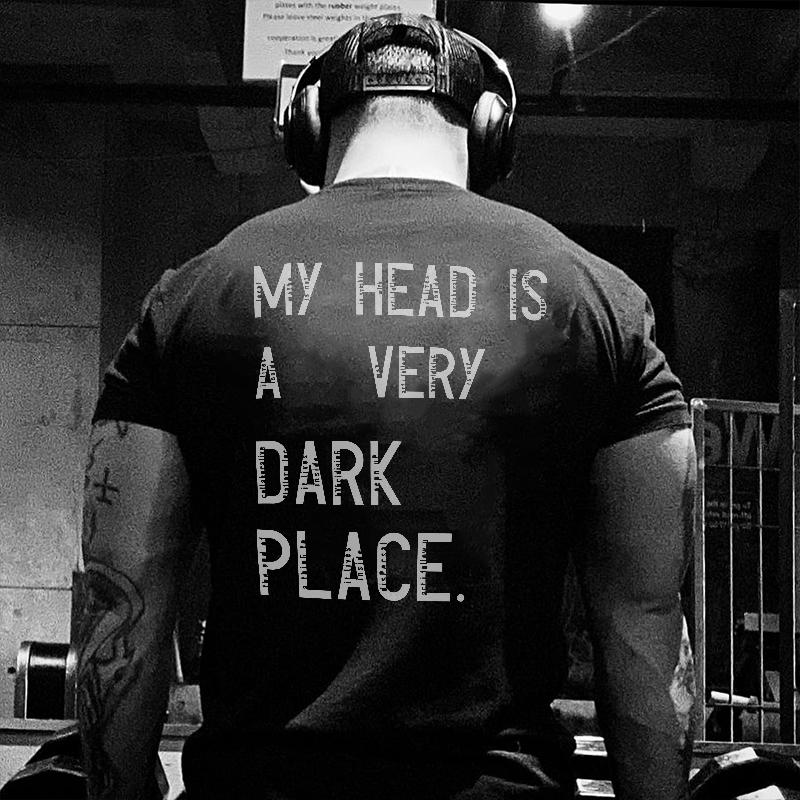  My Head Is A Very Dark Place Printed Men's Vintage T-shirts-Ranbybox