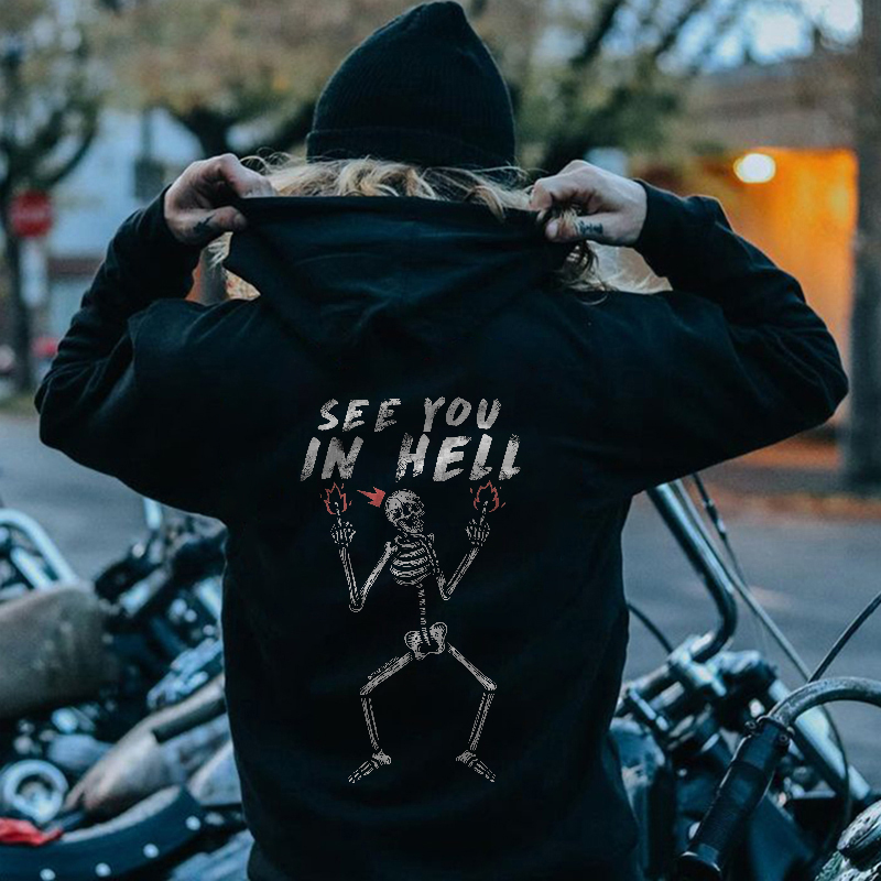 Skeleton See You In Hell Men's Hoodie-Ranbybox
