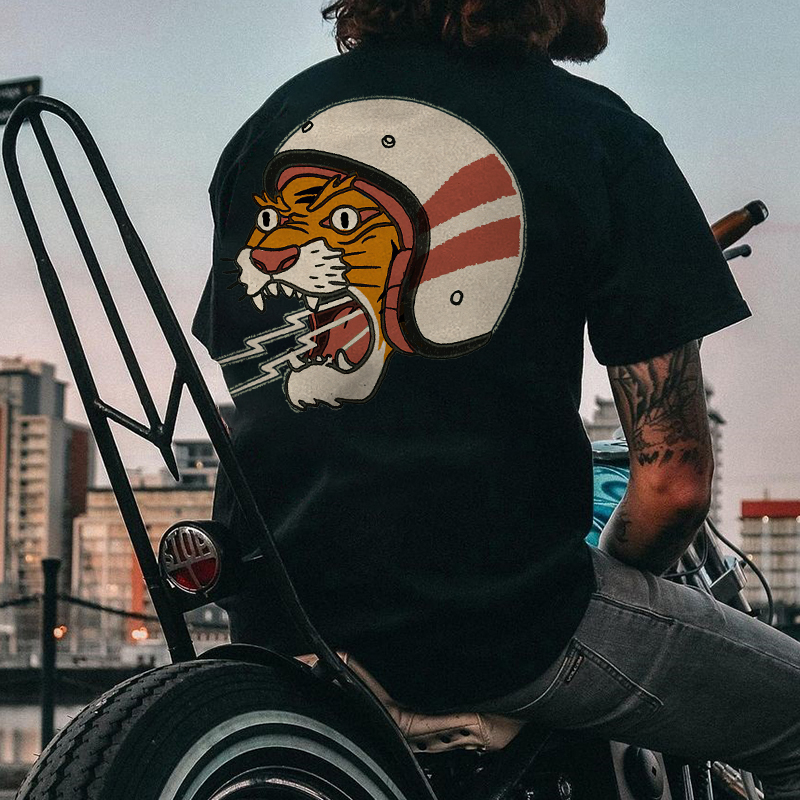 Designer ferocious tiger print men's t-shirt-Ranbybox