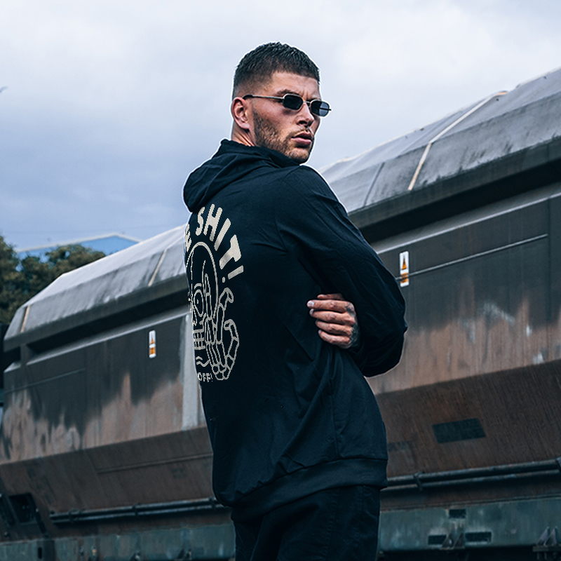  Give Shit! Fvckoff! Printed Men's Casual Hoodie-Ranbybox