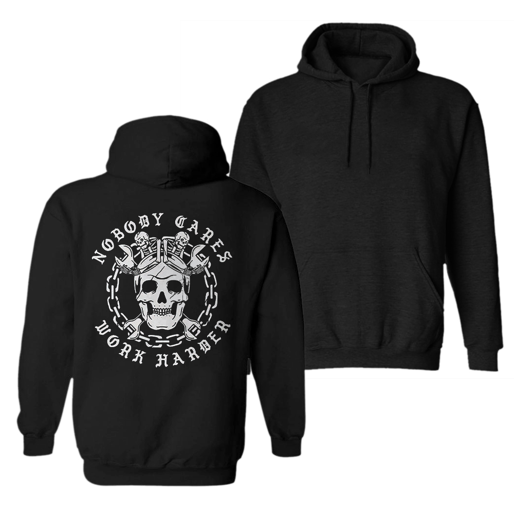  Skull Nobody Cares Work Harder Printed Men's Casual Hoodie-Ranbybox