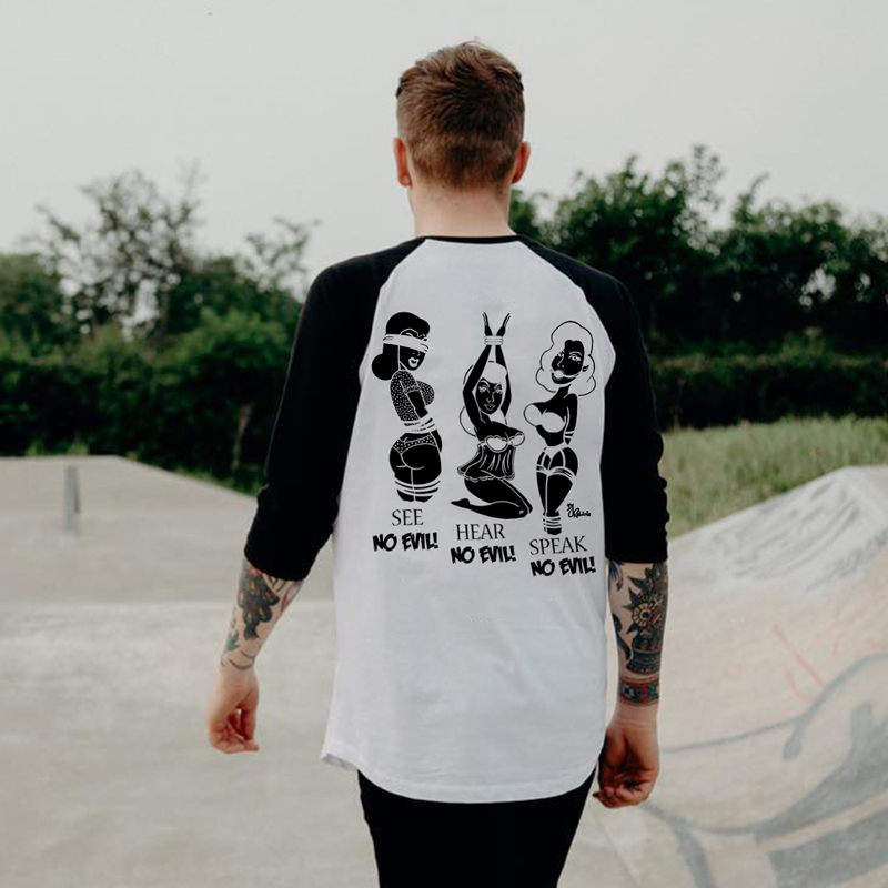  See No Evil Hear No Evil Speak No Evil Beauty Printed T-shirt-Ranbybox