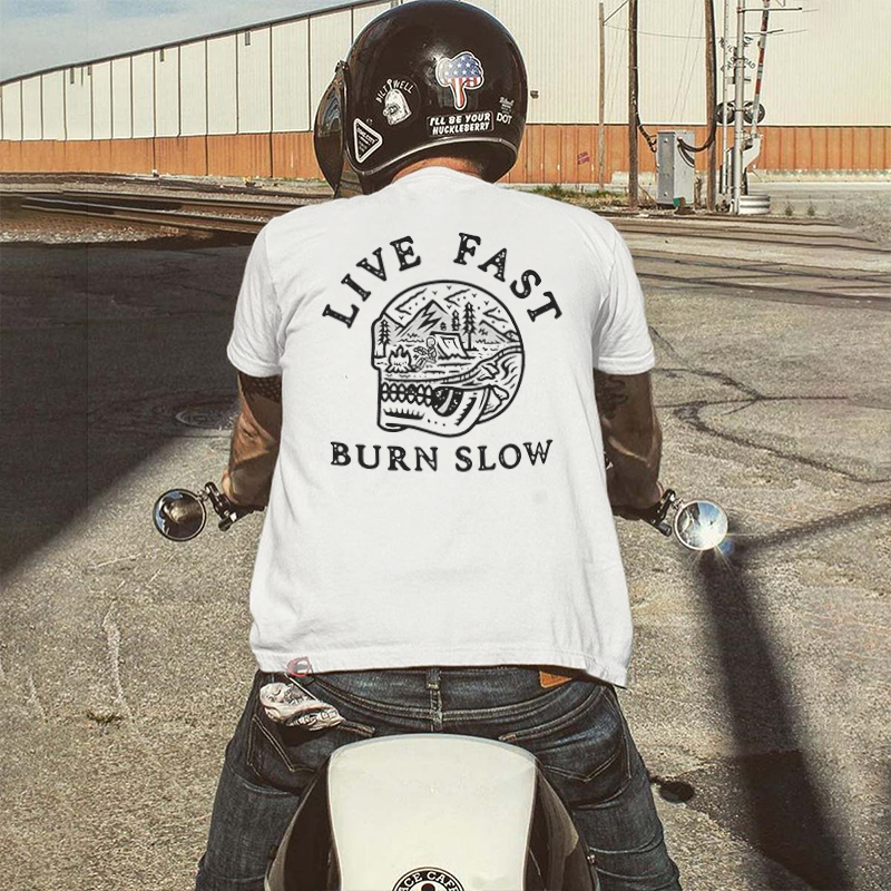  Skull Live Fast Burn Slow Men's T-shirt-Ranbybox
