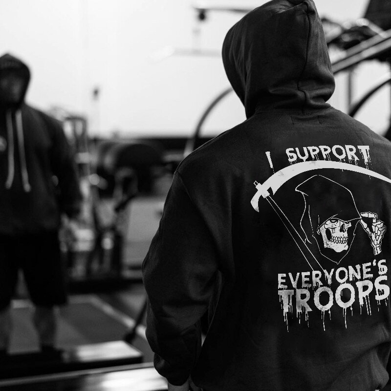  Men's Devil Skeleton I Support Everyone Troops Printed Hoodie-Ranbybox