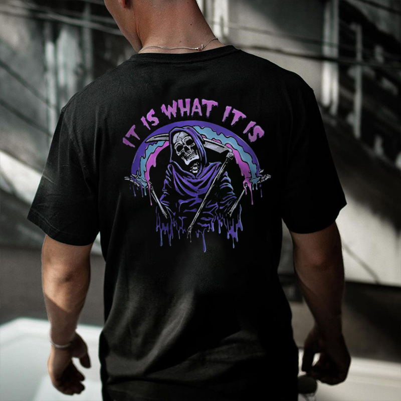  It's What It Is Skull Printed T-shirt-Ranbybox
