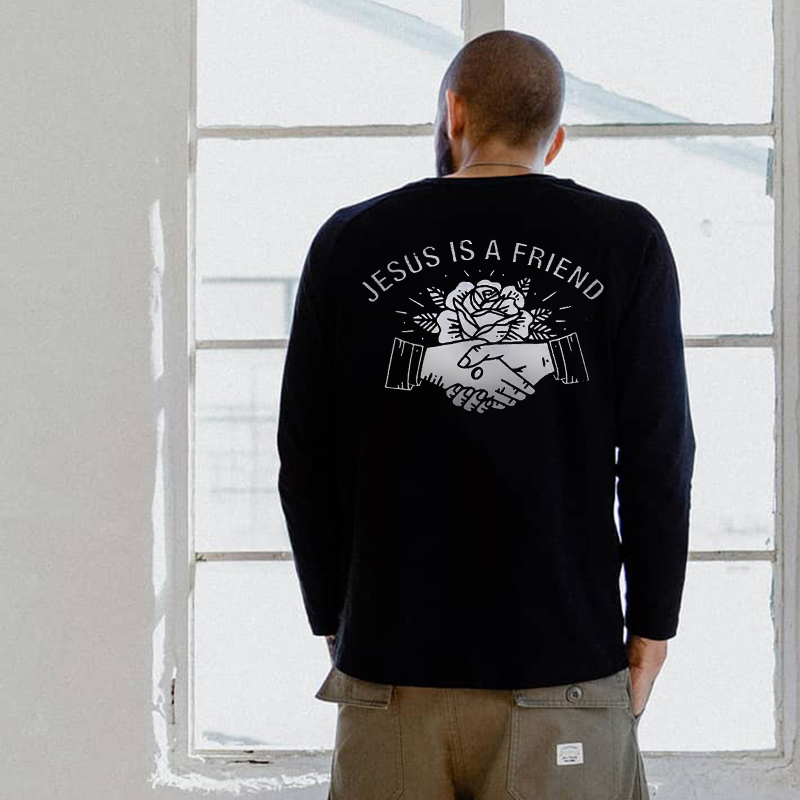 UPRANDY Jesus Is A Friend Printed Men's Crew Neck T-shirt Sold Out-Ranbybox