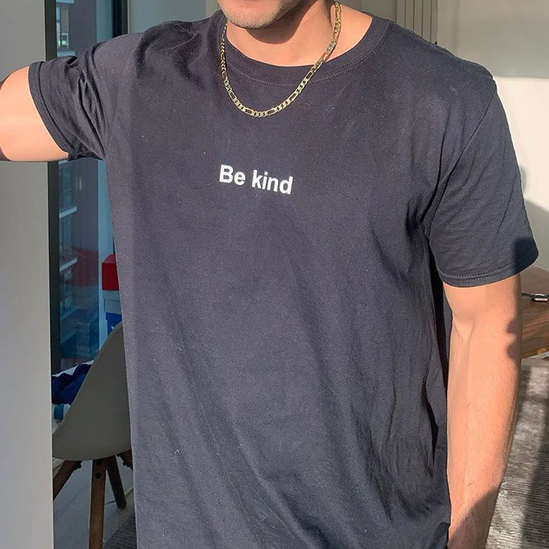 Be kind letter print all-match loose t-shirt-Ranbybox