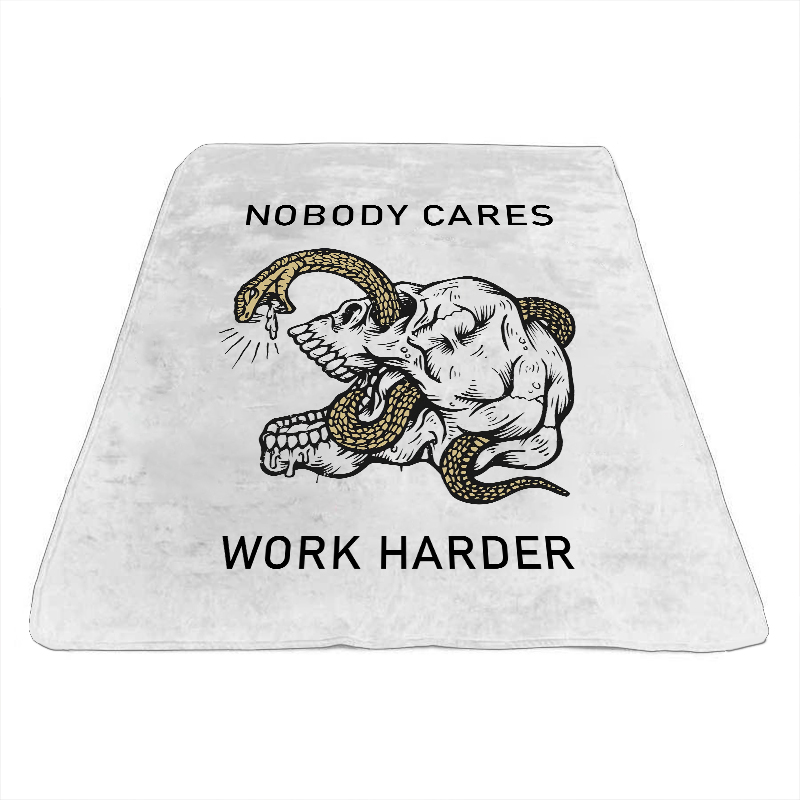  Skull Nobody Cares Work Harder Printed Blanket-Ranbybox