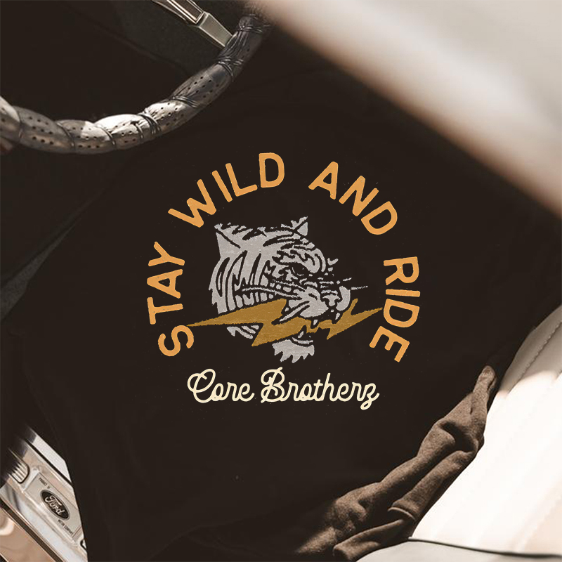  Stay Wild And Ride Printed Men's Casual Hoodie-Ranbybox