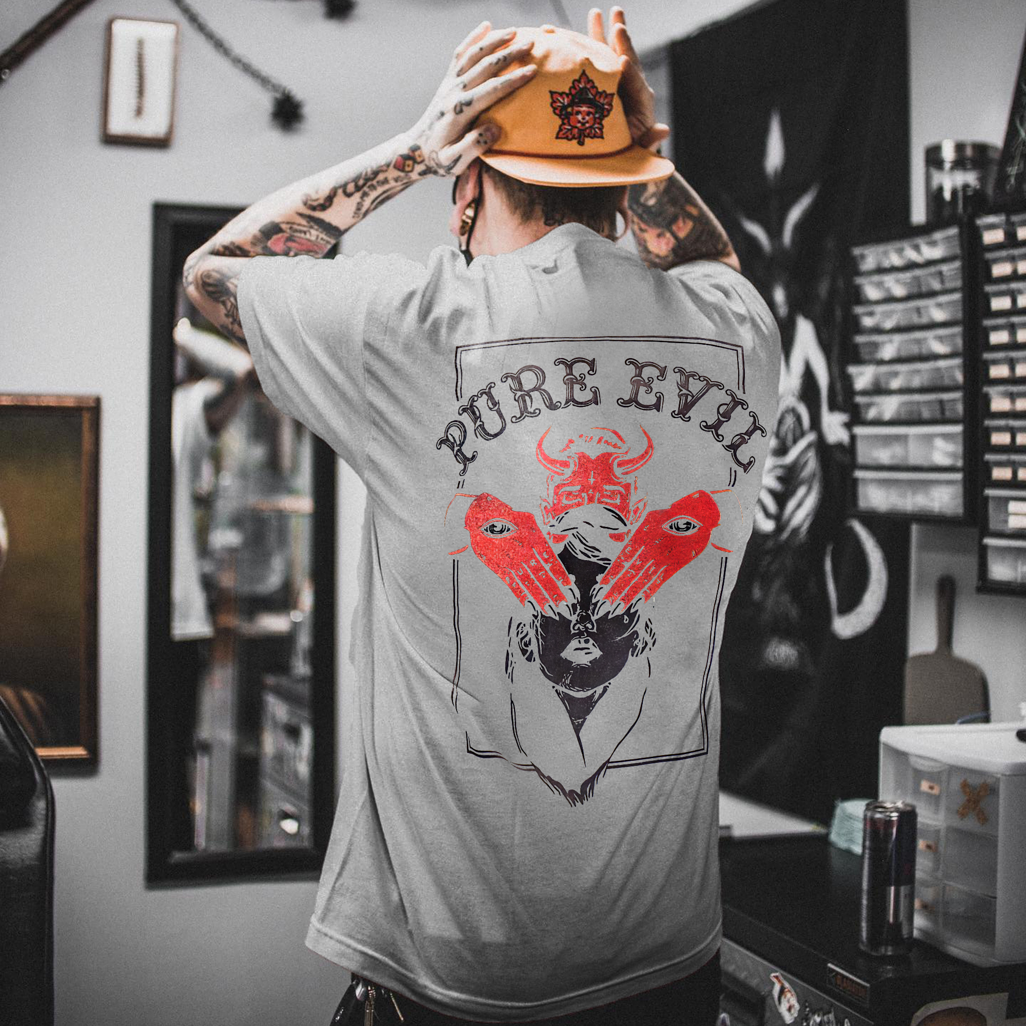 Uprandy Personalized Devil Print Black T-Shirt-Ranbybox