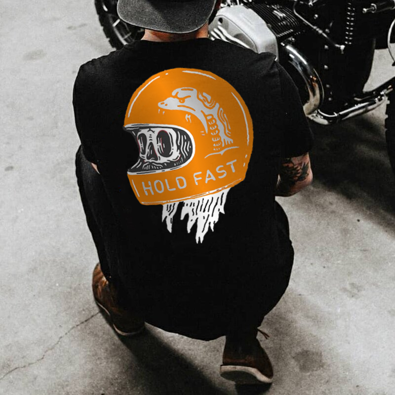 Hold Fast skull print black t-shirt-Ranbybox