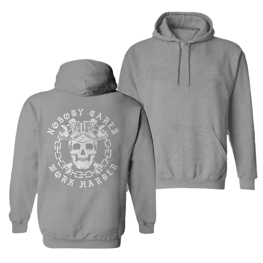  Skull Nobody Cares Work Harder Printed Men's Casual Hoodie-Ranbybox