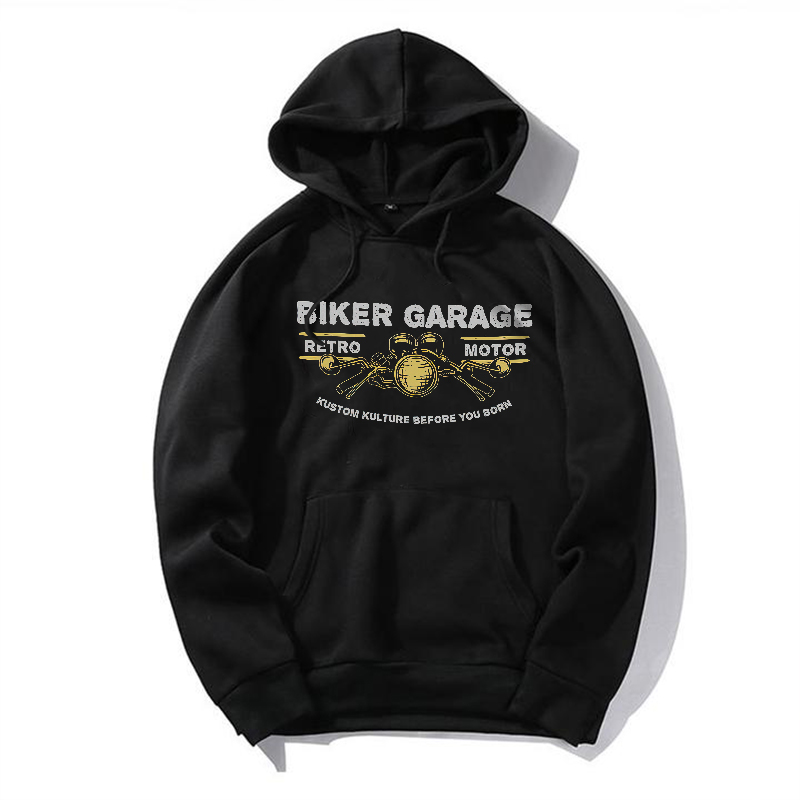  Biker Garage Printed Men's Casual Hoodie-Ranbybox