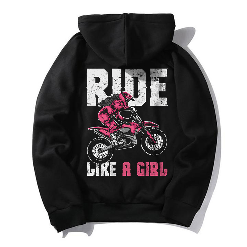  Ride Like A Girl Printed Casual Men's Hoodie-Ranbybox