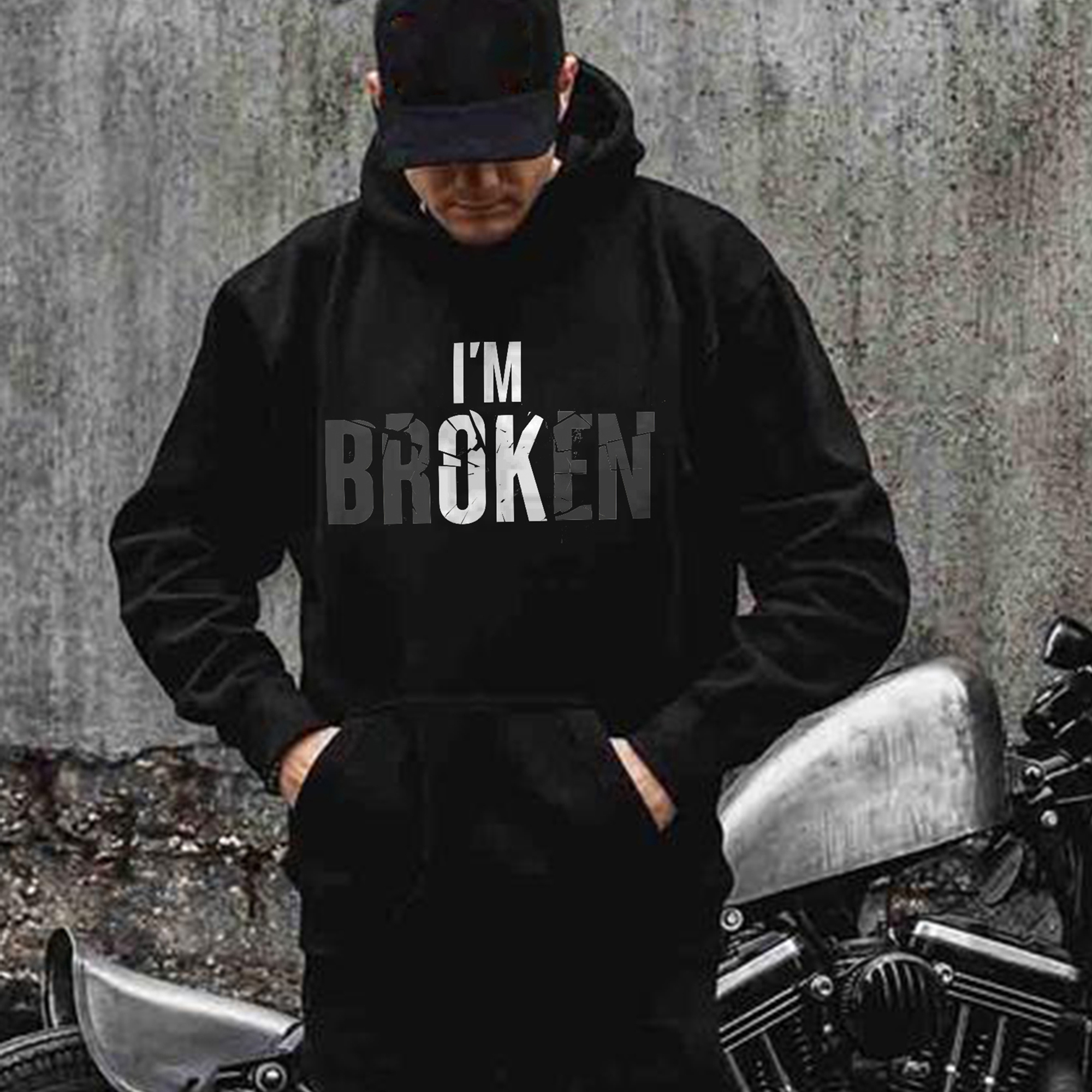  I'M Broken Printed Men's Hoodie-Ranbybox