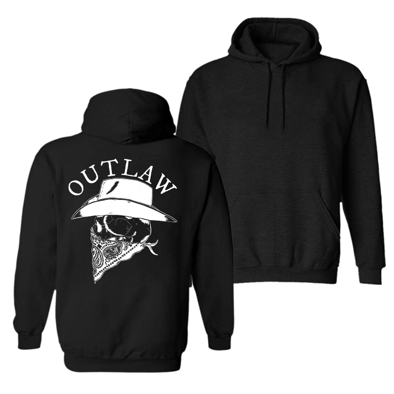  Outlaw Skull Printed Men's Hoodie-Ranbybox