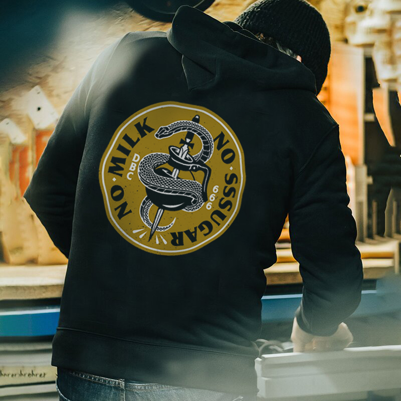  No Milk Mo Sugar Snake Sword Printed Hoodie-Ranbybox