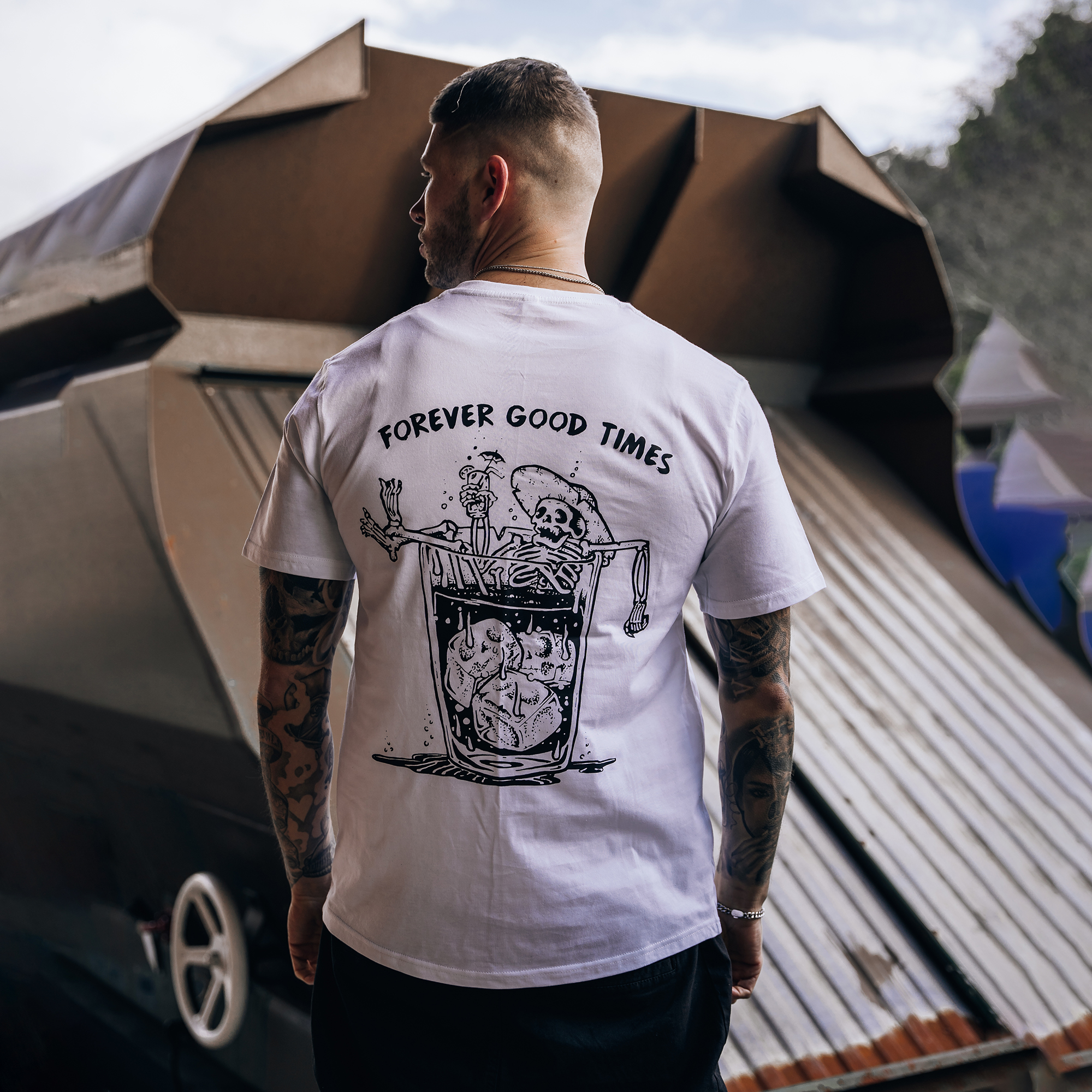  FOREVER GOOD TIMES printed T-shirt designer
