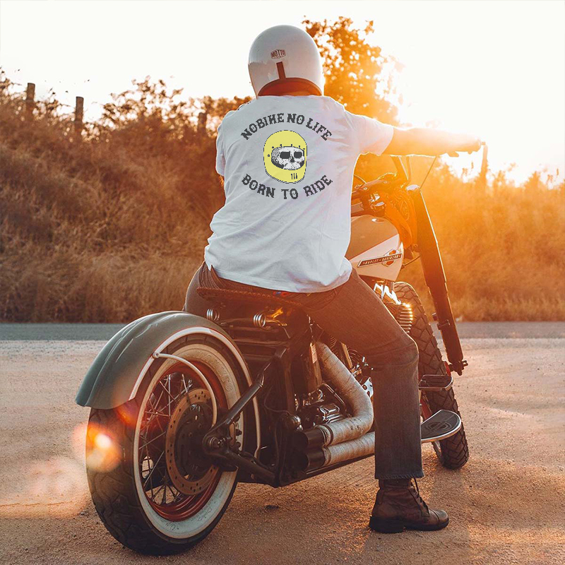  No Bike No Life Born To Ride Printed Men's Casual T-shirt-Ranbybox