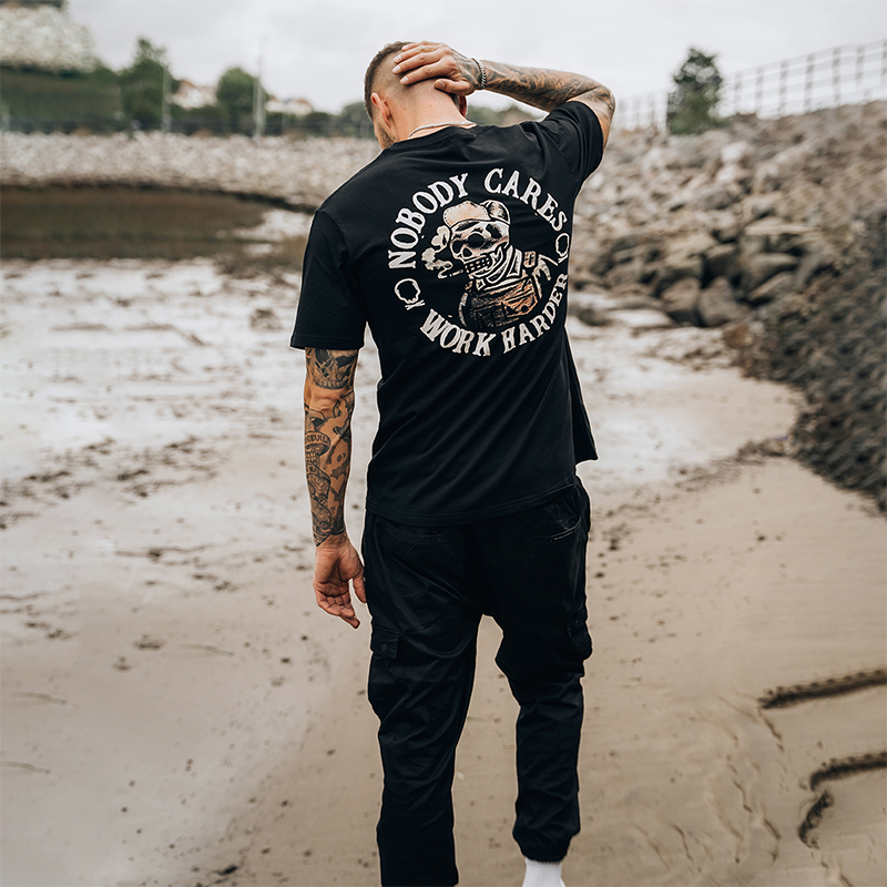  Nobody Cares Work Harder Printed Men's Short-Sleeved T-shirt-Ranbybox