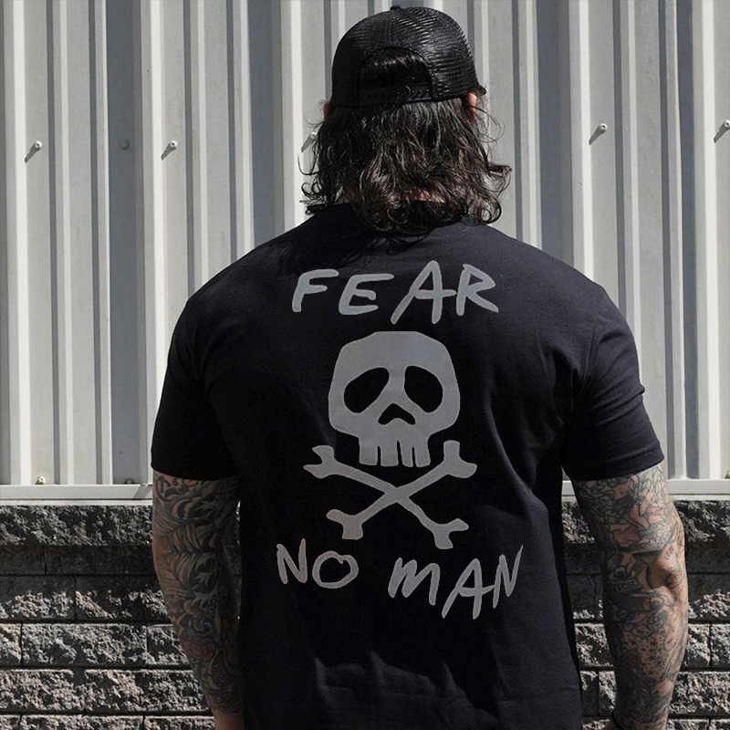Fear No Man Skull Printed Men's T-shirt