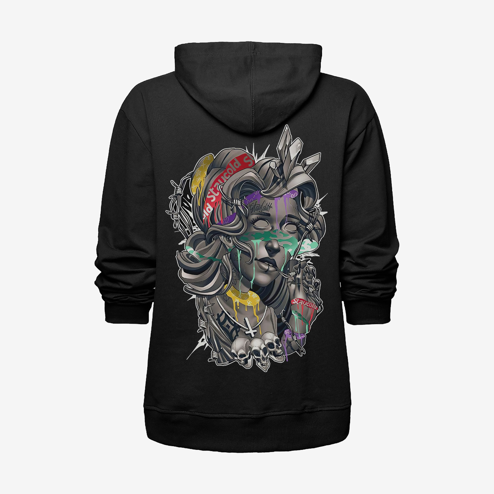  Stay Cold Girl With Skull Necklace Printed Men's Hoodie-Ranbybox