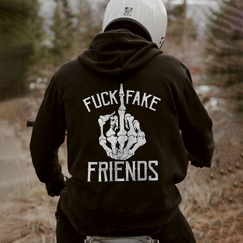  Fuck Fake Friends Skull Printed Men's Hoodie-Ranbybox