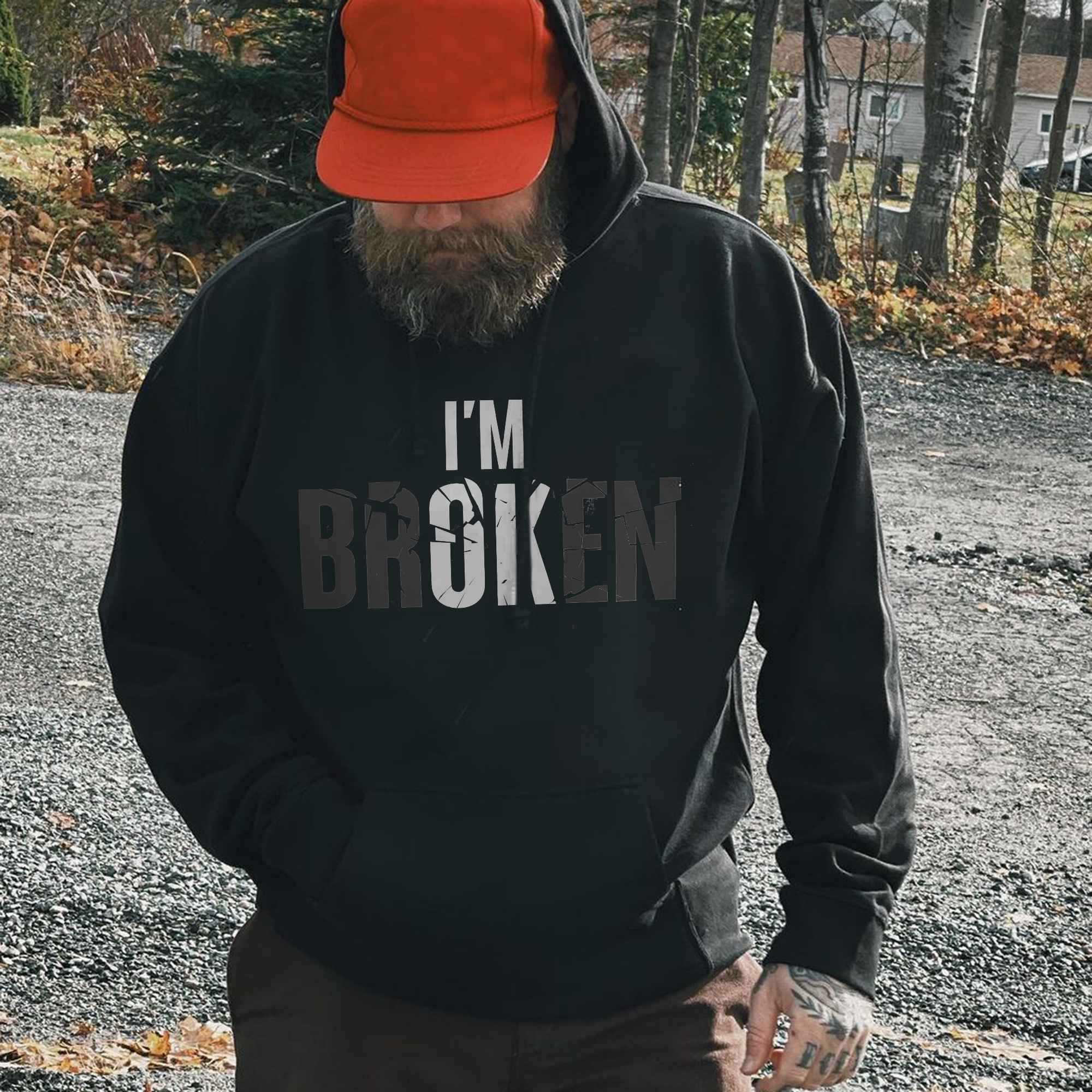  I'M Broken Printed Men's Hoodie-Ranbybox