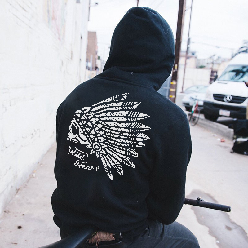  Indian Headdress Letters Printed Men's Hoodie-Ranbybox