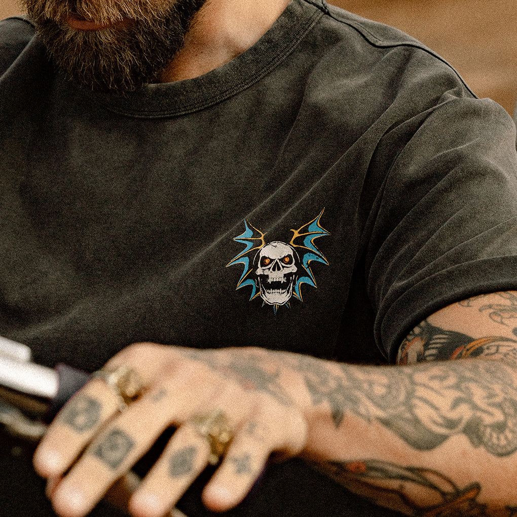 Gone In A Flash Printed Bat skull Pattern Men's T-shirt-Ranbybox