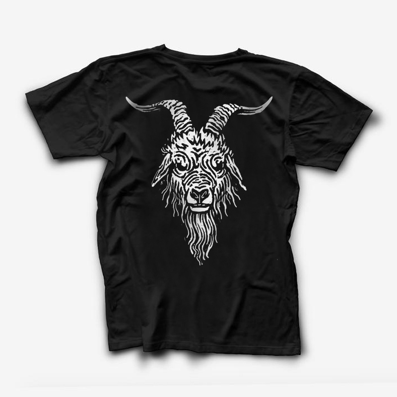  Goat Head Printed Solid Back Casual Men's T-shirt-Ranbybox