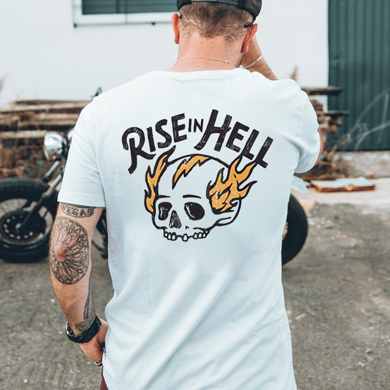 Rise In Hell Skull Demon Printed Men's T-shirt-Ranbybox