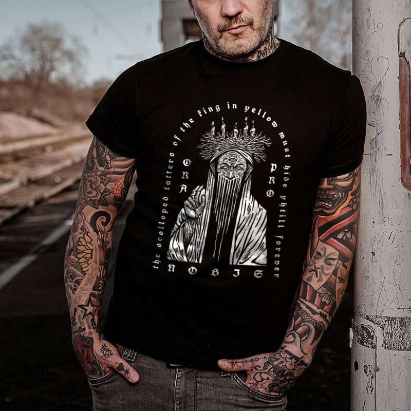 Men's short sleeves wise man print T-shirt-Ranbybox