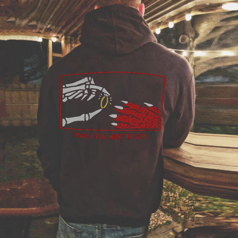  I Made A Deal With The Devil Letters Printed Men's Hoodie-Ranbybox