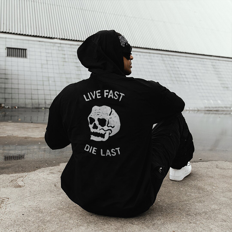  Black Classic Live Fast Die Last Skull Printed Hoodie-Ranbybox