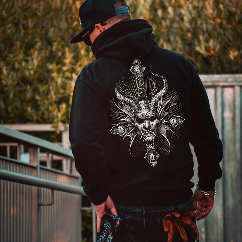  Devil Printed Casual Men's Hoodie-Ranbybox