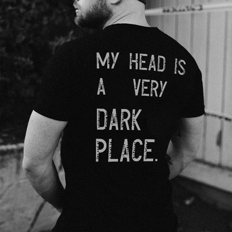  My Head Is A Very Dark Place Printed Men's Vintage T-shirts-Ranbybox