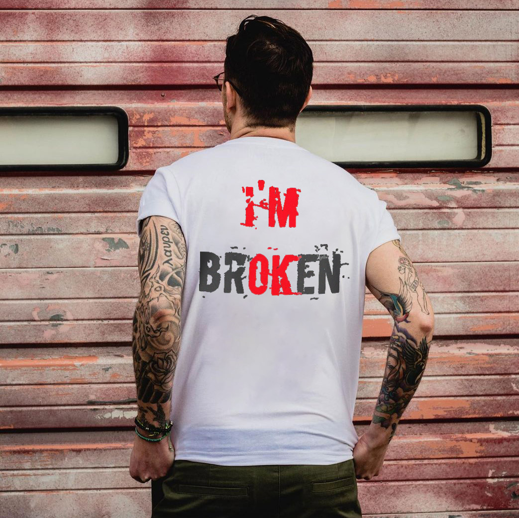 Casual I'm Broken Alphabet Printed T-shirt-Ranbybox