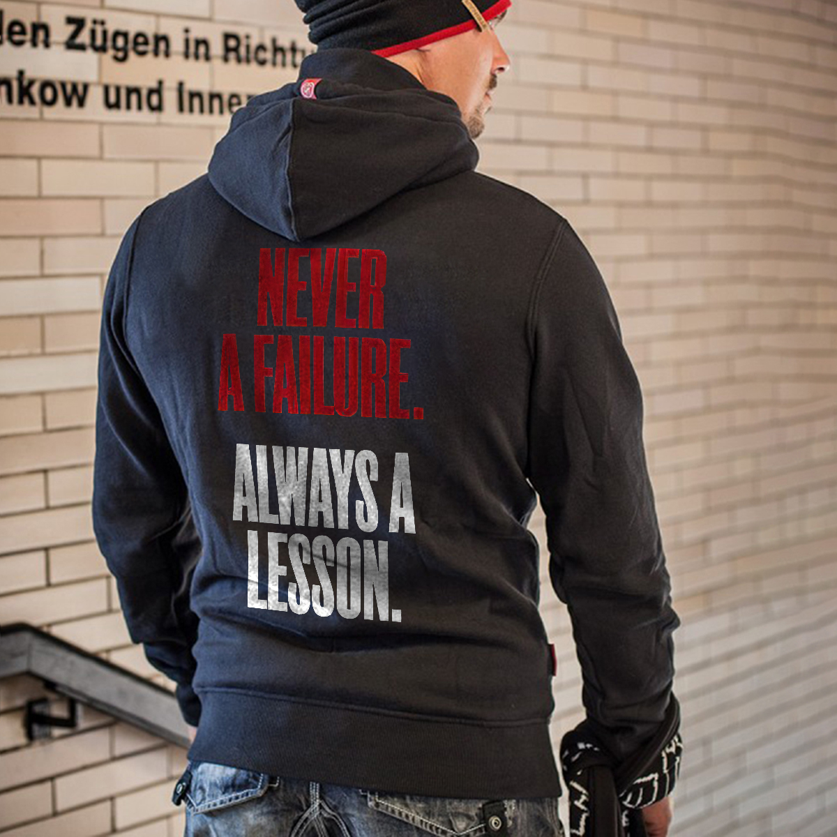  Never A Failure Always A Lesson Printed Men's Hoodie-Ranbybox