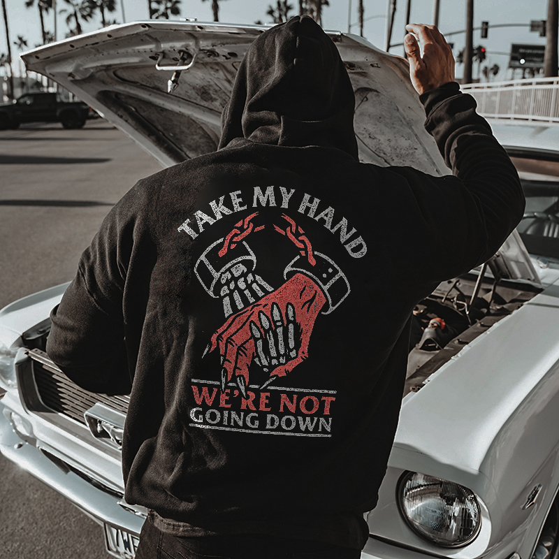  Take My Hand Printed Men's Casual Loose Hoodie-Ranbybox