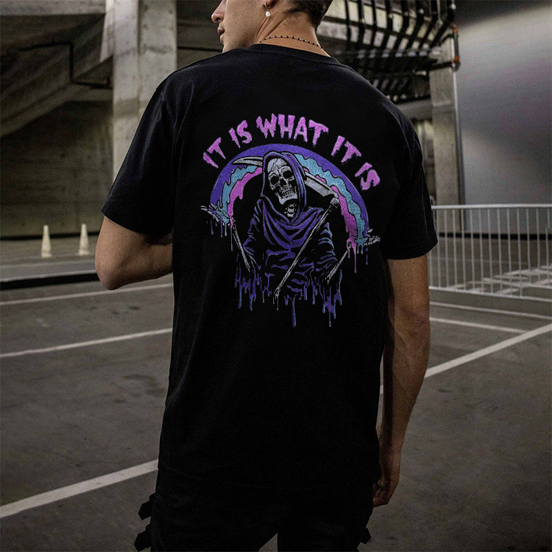  It's What It Is Skull Printed T-shirt-Ranbybox