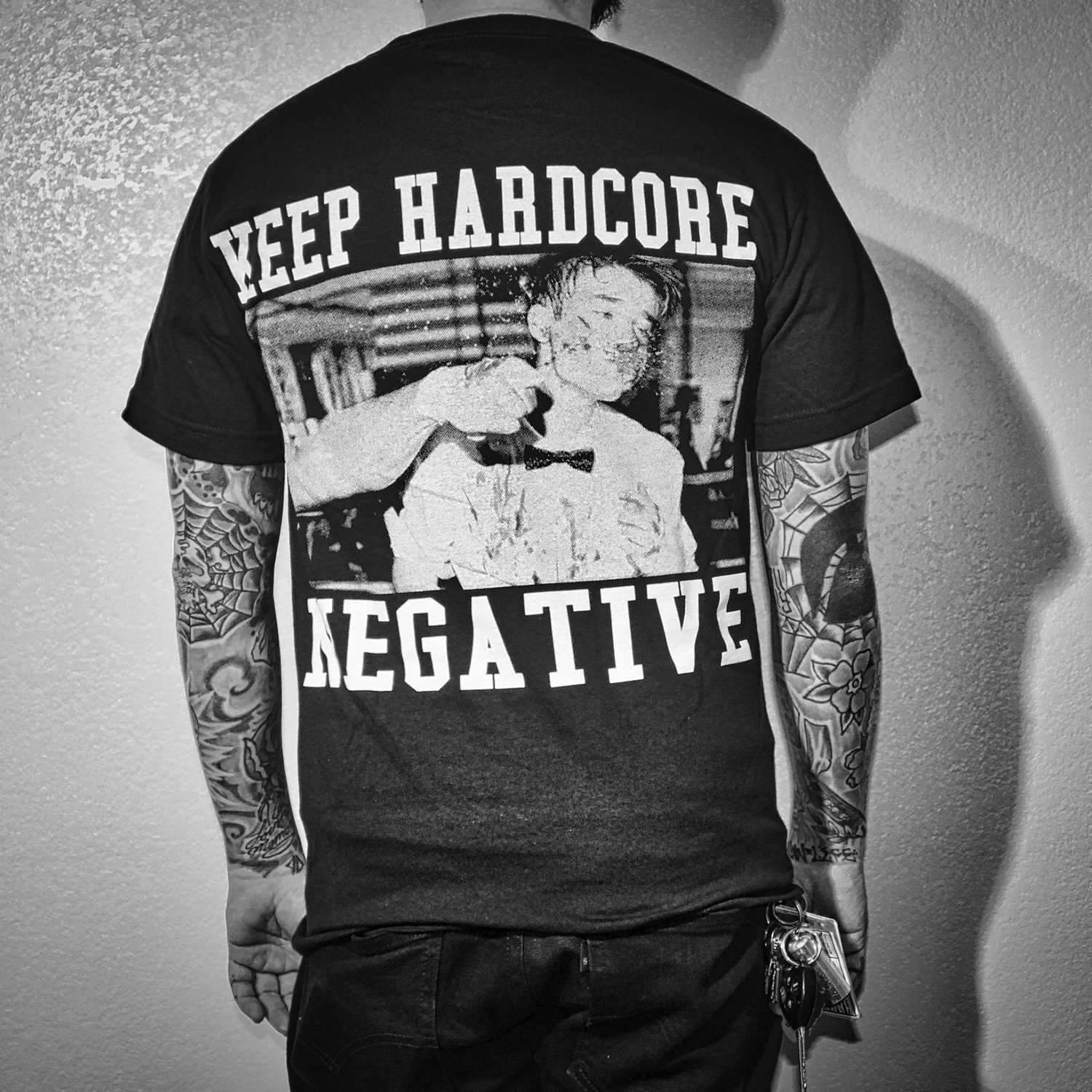 Keep Hardcore Negative printed T-shirt-Ranbybox