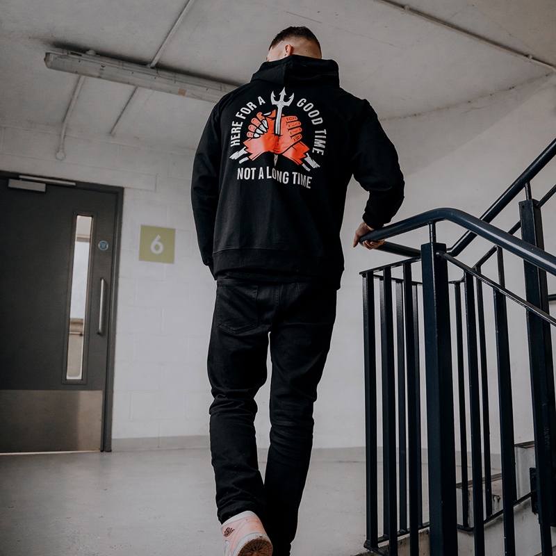  Here For A Good Time Nota Long Time Printed Men's Hoodie-Ranbybox